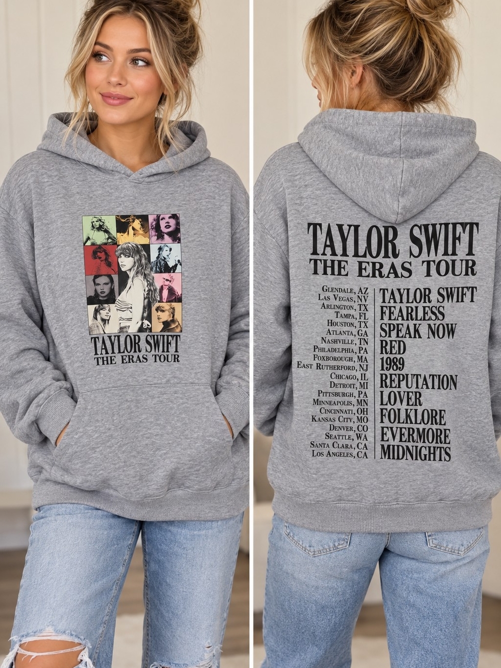 Taylor Swift Gray The Eras Tour Graphic Hoodie